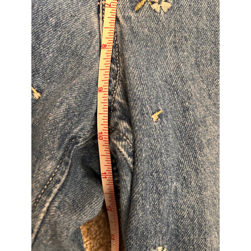 SO Floral Embroidered 100% Cotton Cropped High Rise Jeans - Picture 5 of 7